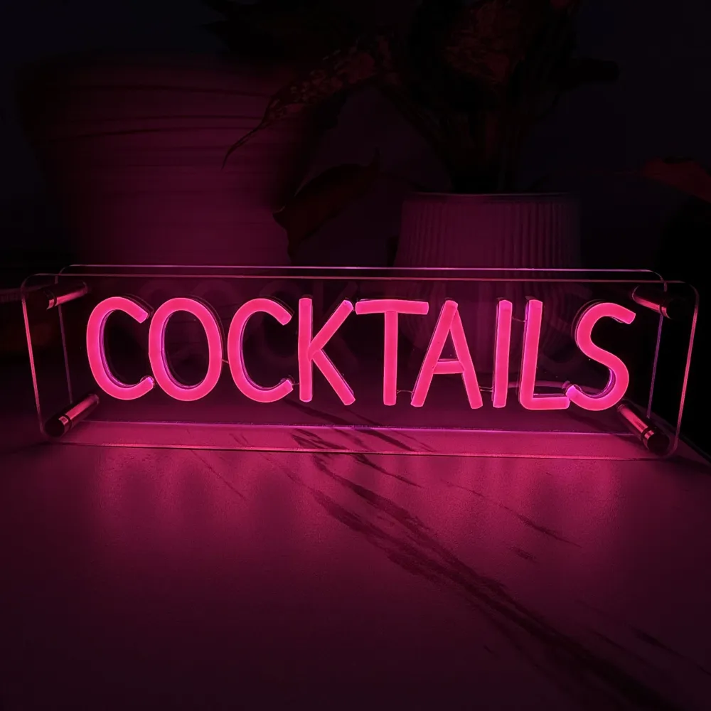Cocktails LED Neon Box Bordlampe
