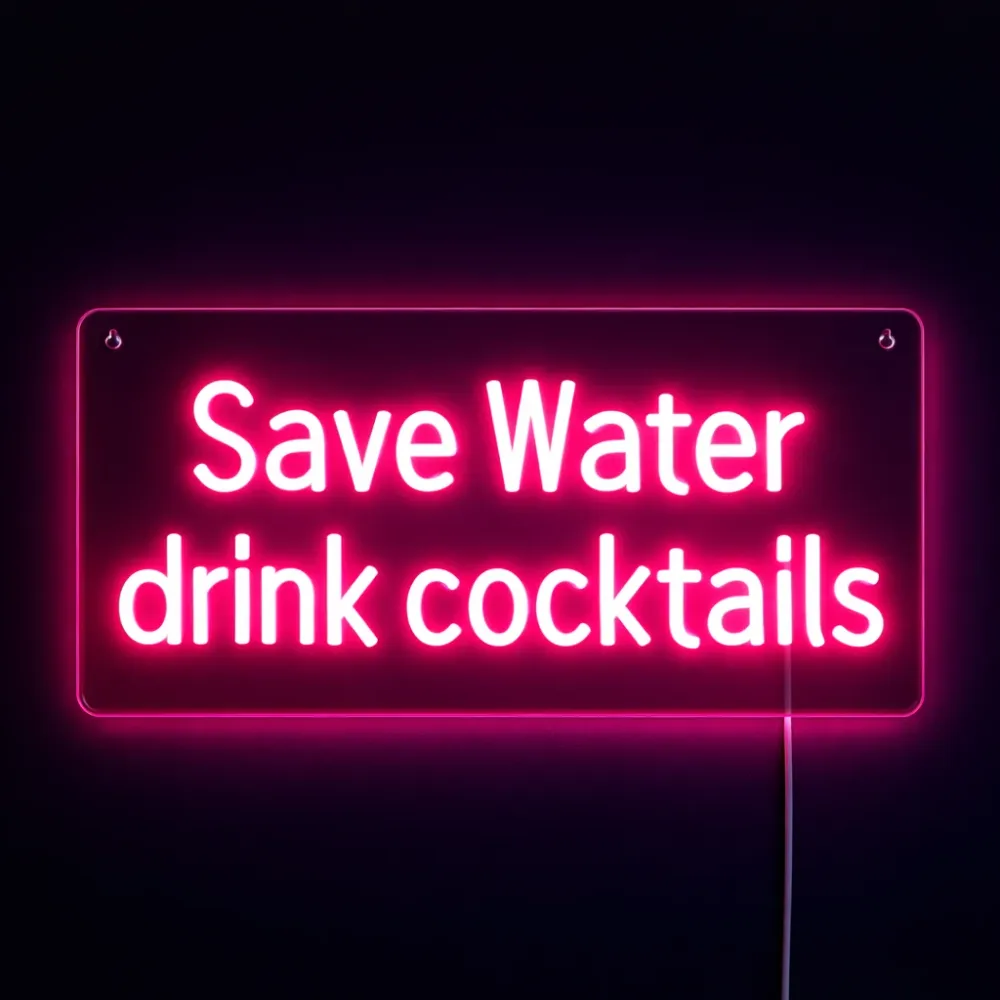 Save Water Drink Cocktails Neon Væglampe