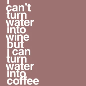 plakat: i can’t turn water into wine but i can turn water into coffee - plum 60