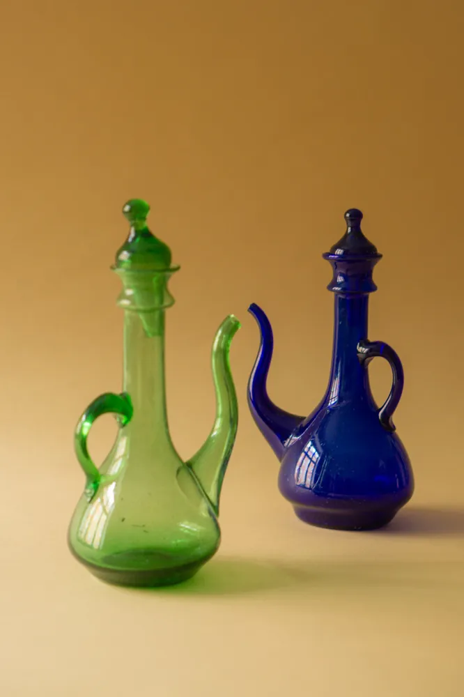 Silikonespidset Olie- og eddikedispenser i glas Groen