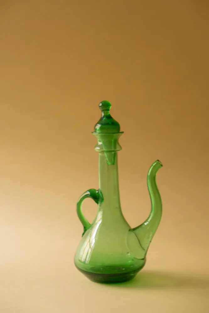 Silikonespidset Olie- og eddikedispenser i glas Groen