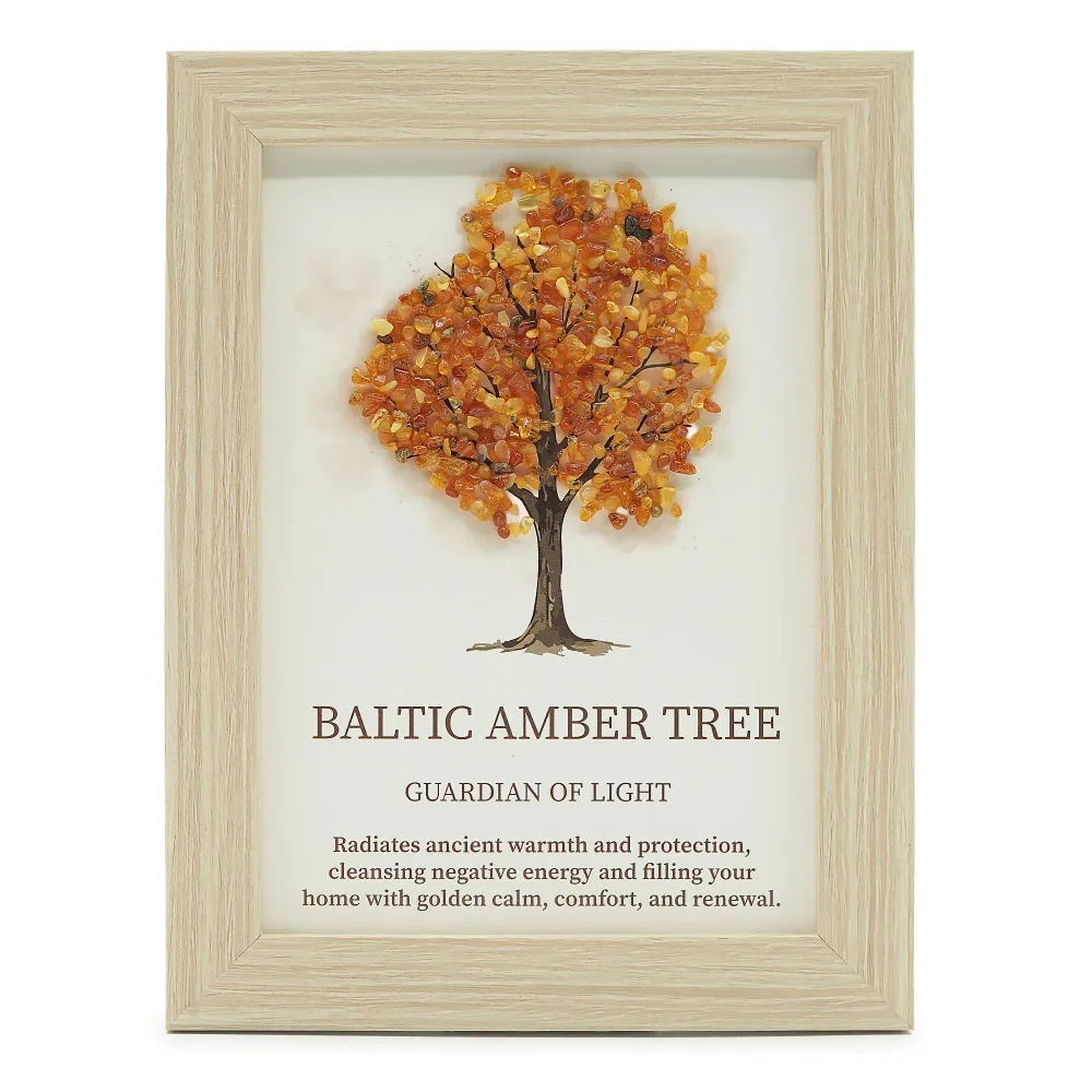 Ædelstensbillede - Livets Træ - Baltisk Rav (20x14,7x1 cm)