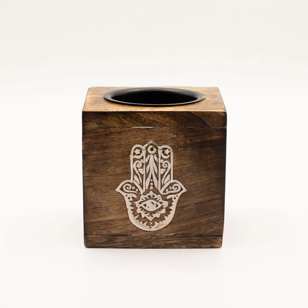 Firkantet Mango Træ Oliebrænder – Hamsa