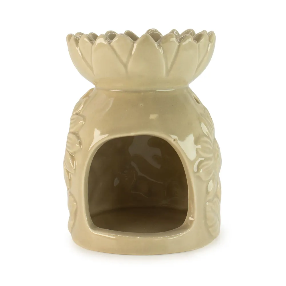 Keramisk Solsikke Oliebrænder - Pastel Beige