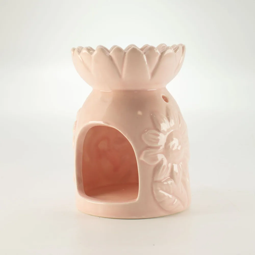 Keramisk Solsikke Oliebrænder - Pastel Pink