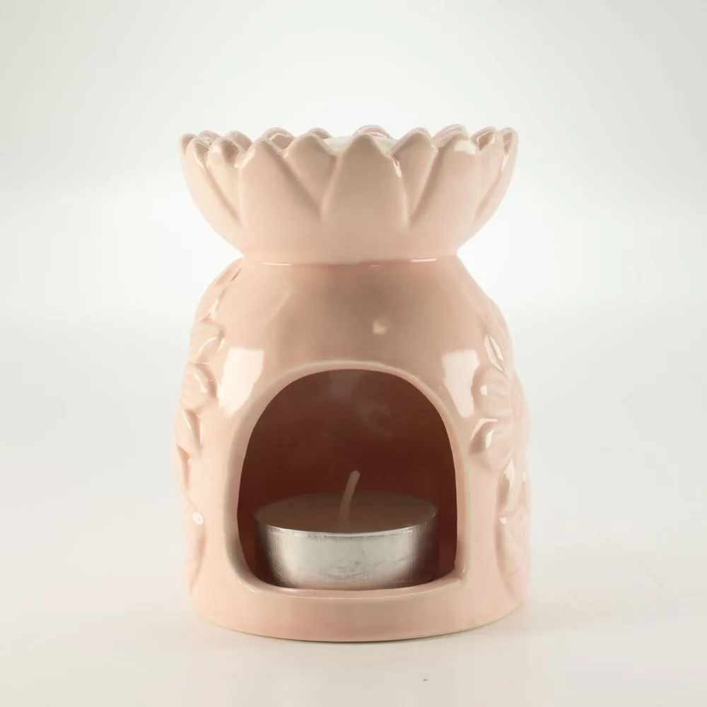 Keramisk Solsikke Oliebrænder - Pastel Pink