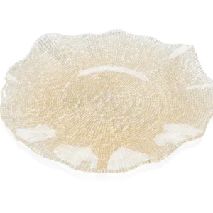 Ivv Folies tallerken 37cm champagne guld glitter dekoration 8287.3