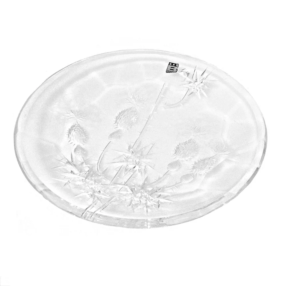 Krystal BOHEMIA Tjekkoslovakiet midterplade 34 cm håndskåret krystal -0475