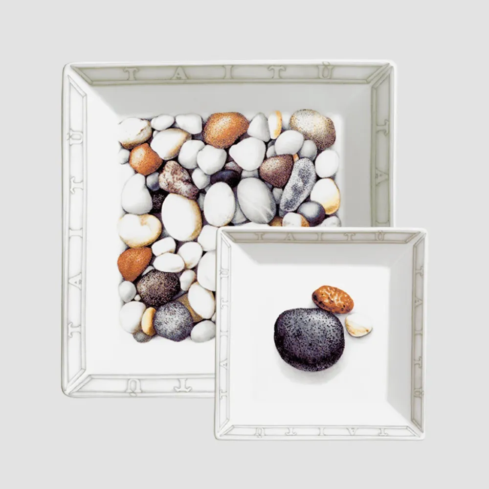 Taitù sæt med 2 mellemstore og små universal tallerkener Sassi porcelæn 98-10