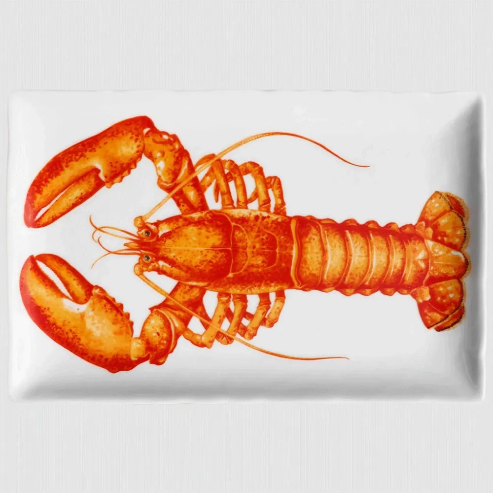 Taitù rektangulært hummer serveringsfad Fine Bone Kina porcelæn 12-10-9-