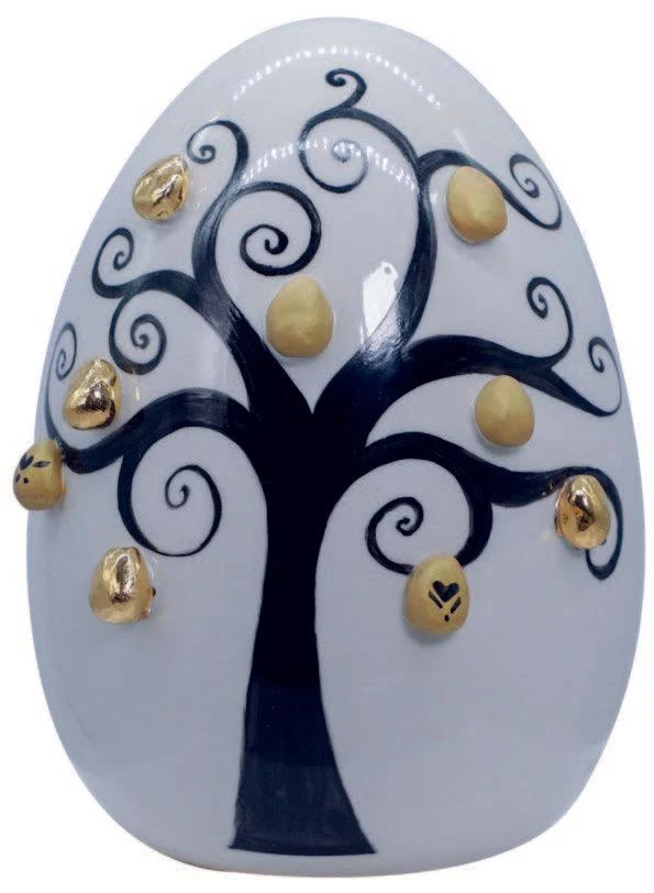 Sbordone livets træ æg Ø18cm h.19cm porcelæn lavet i Italien UO55/3