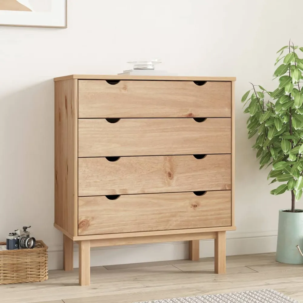 Kommode Otta 76,5X39,5X90 Cm Massivt Fyrretræ Brun