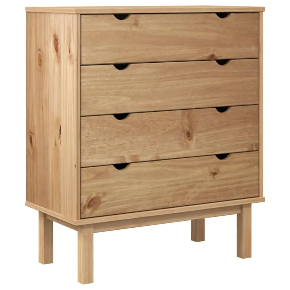 Kommode Otta 76,5X39,5X90 Cm Massivt Fyrretræ Brun