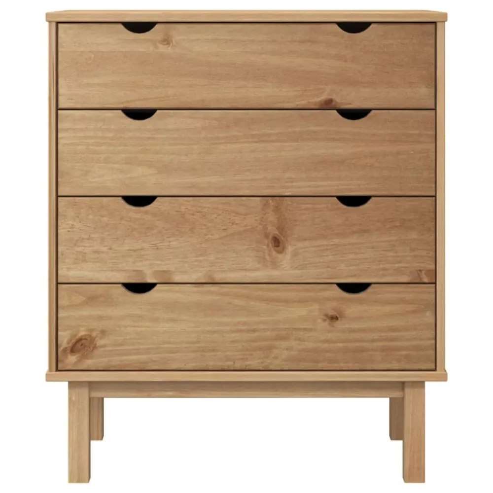 Kommode Otta 76,5X39,5X90 Cm Massivt Fyrretræ Brun