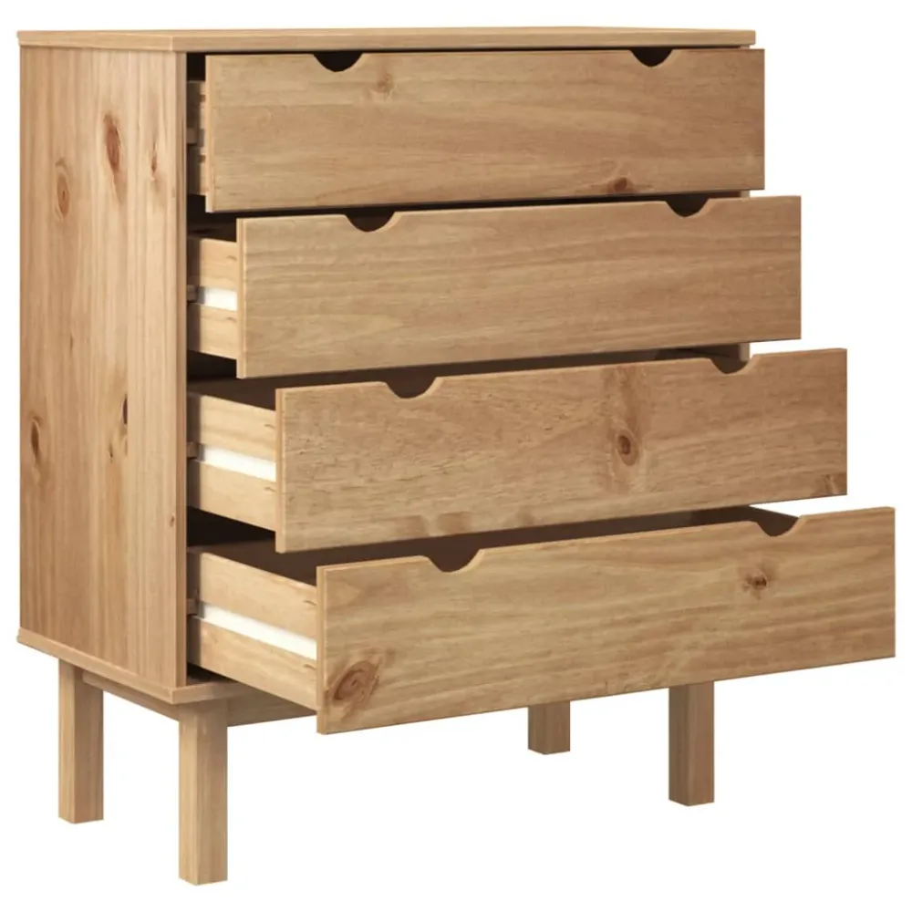 Kommode Otta 76,5X39,5X90 Cm Massivt Fyrretræ Brun