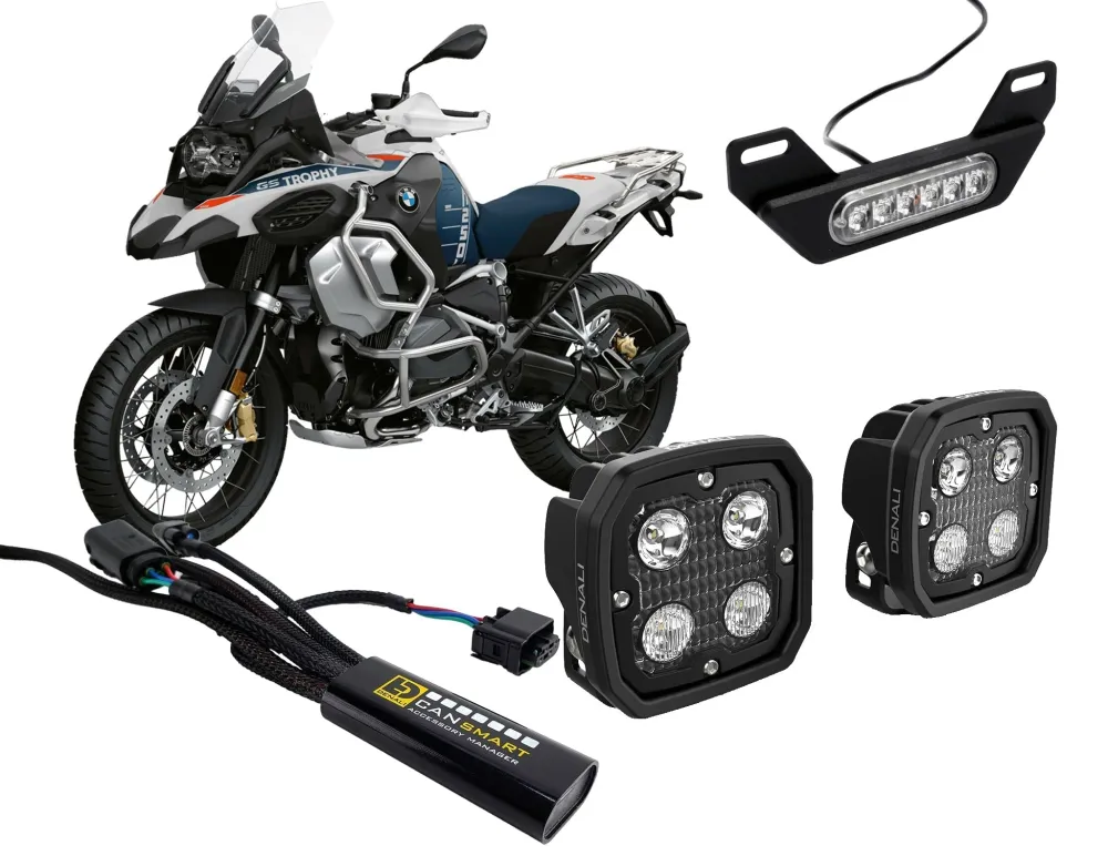 DENALI D4, B6 & Cansmart™ belysningspakke til BMW R1250GS, GSA, RT, RS, R & de fleste R1200 modeller DENALI Electronics