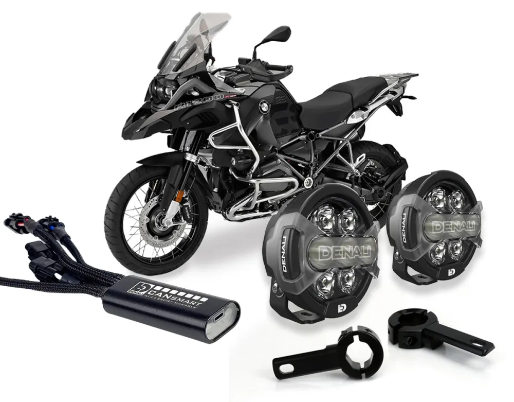 D7 Pro Premium Belysningspakke med Crashbar-beslag - BMW R1200 GS 2004-2012 / GSA 2006-2013/ RT 2005-2013 / RS 2006-2014 D...