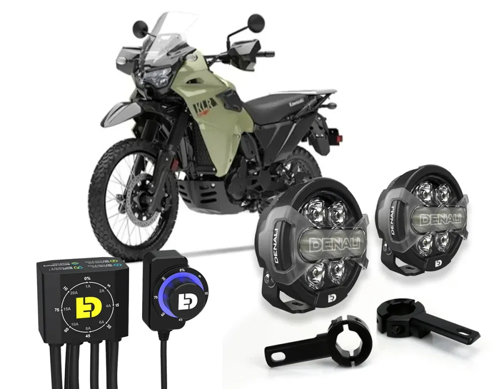 D7 Pro Premium Belysningspakke med Crashbar-beslag - Kawasaki KLR 650 S 2022+ DENALI ELECTRONICS