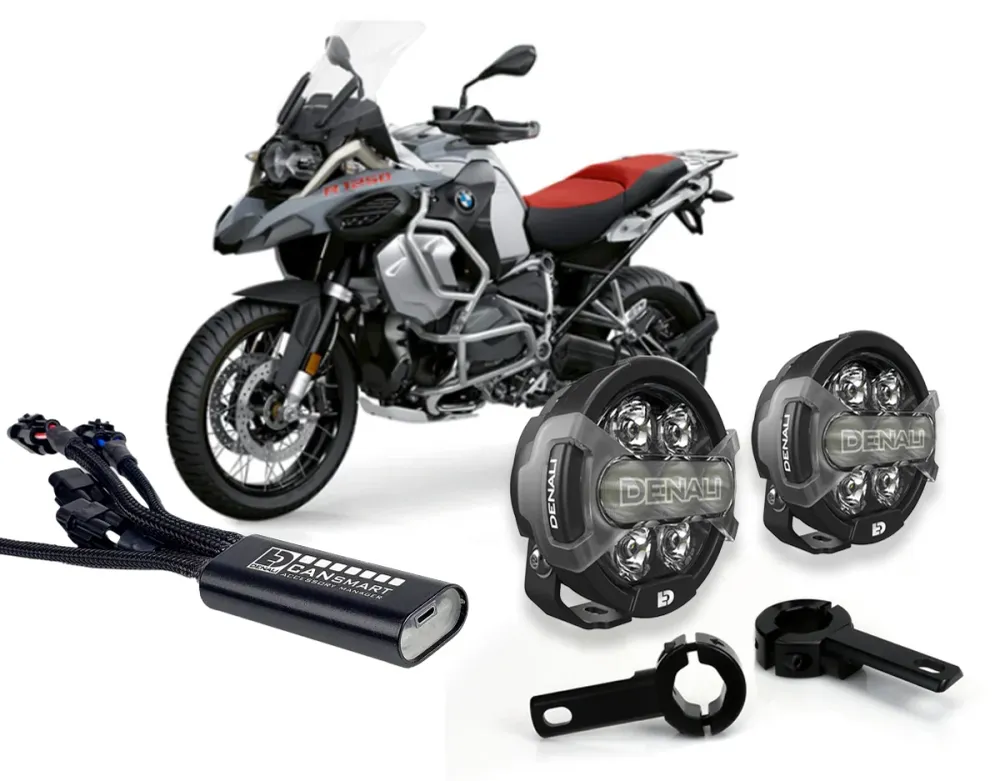 D7 Pro Premium belysningssæt med crashbar beslag - BMW R1250 GS / GSA / RT / RS 2019-2023 DENALI ELECTRONICS