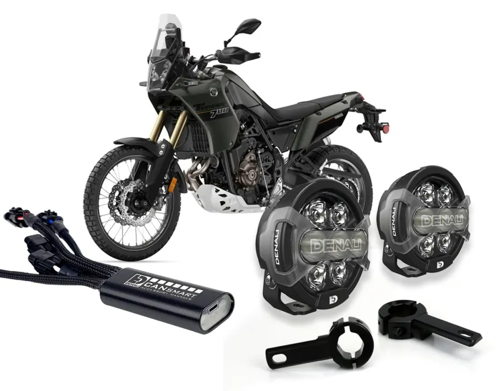 D7 Pro Premium belysningssæt med crashbar beslag - Yamaha Tenere 700 '20-'24 / Rally 2024 / World Raid '22-'24 DENALI ELEC...