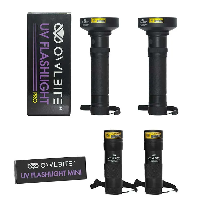 Familiepakke V4 fra danske OwlBite® med 4 stk. kraftige UV-rav-lygter