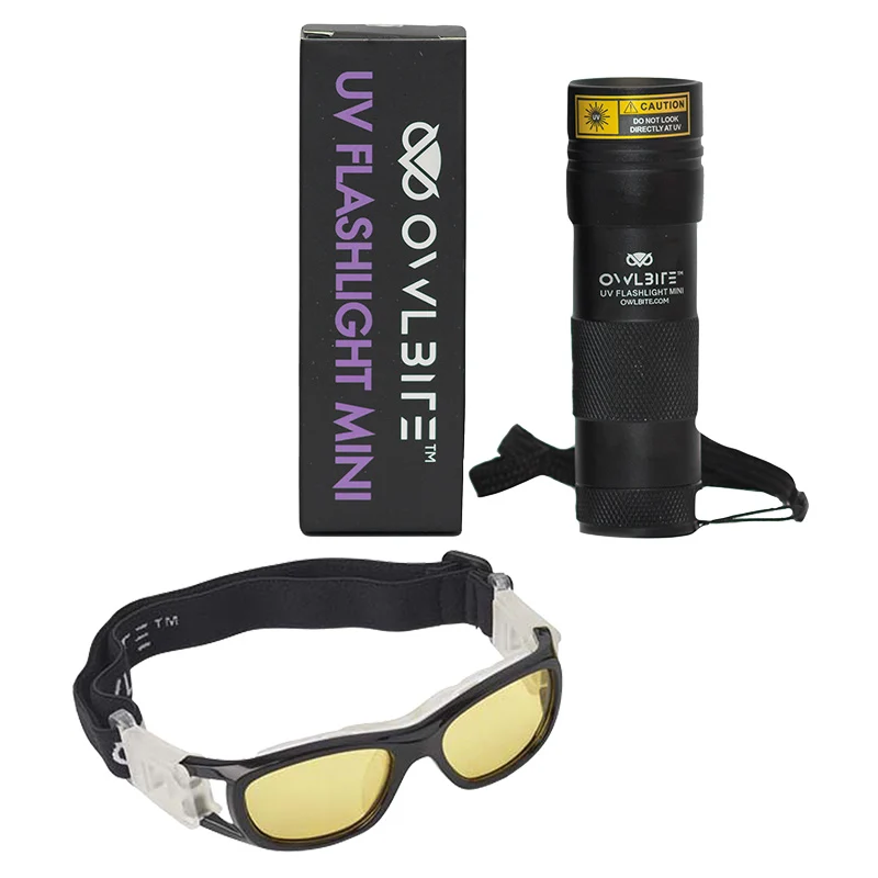 Ravlygte Mini™ + Ravbrille™ børn - Kraftig UV-lygte fra danske OwlBite®