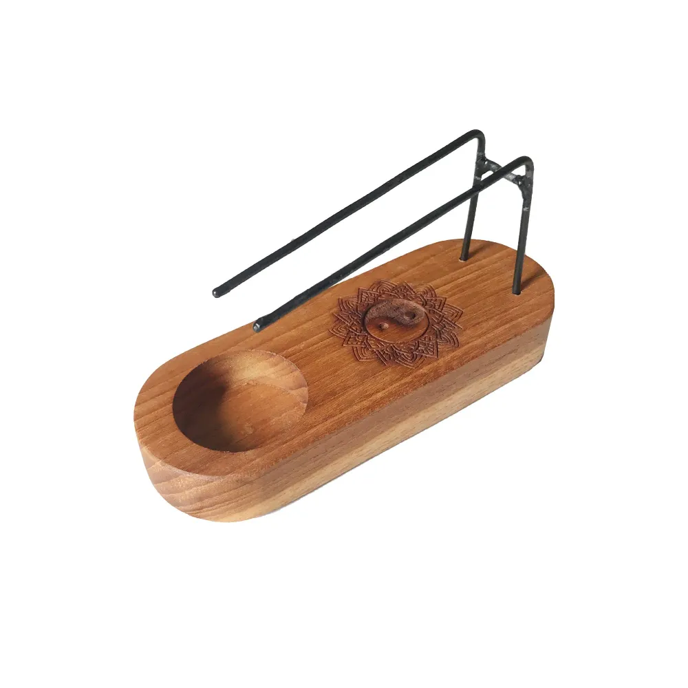 Palo Santo holder fyrfadslys teaktræ yin yang