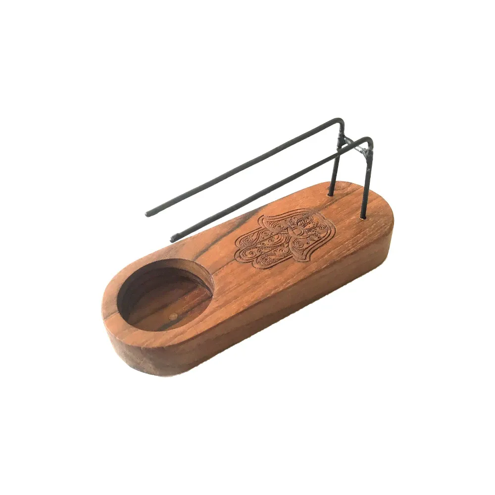 Palo Santo holder teaktræ Hamsa design