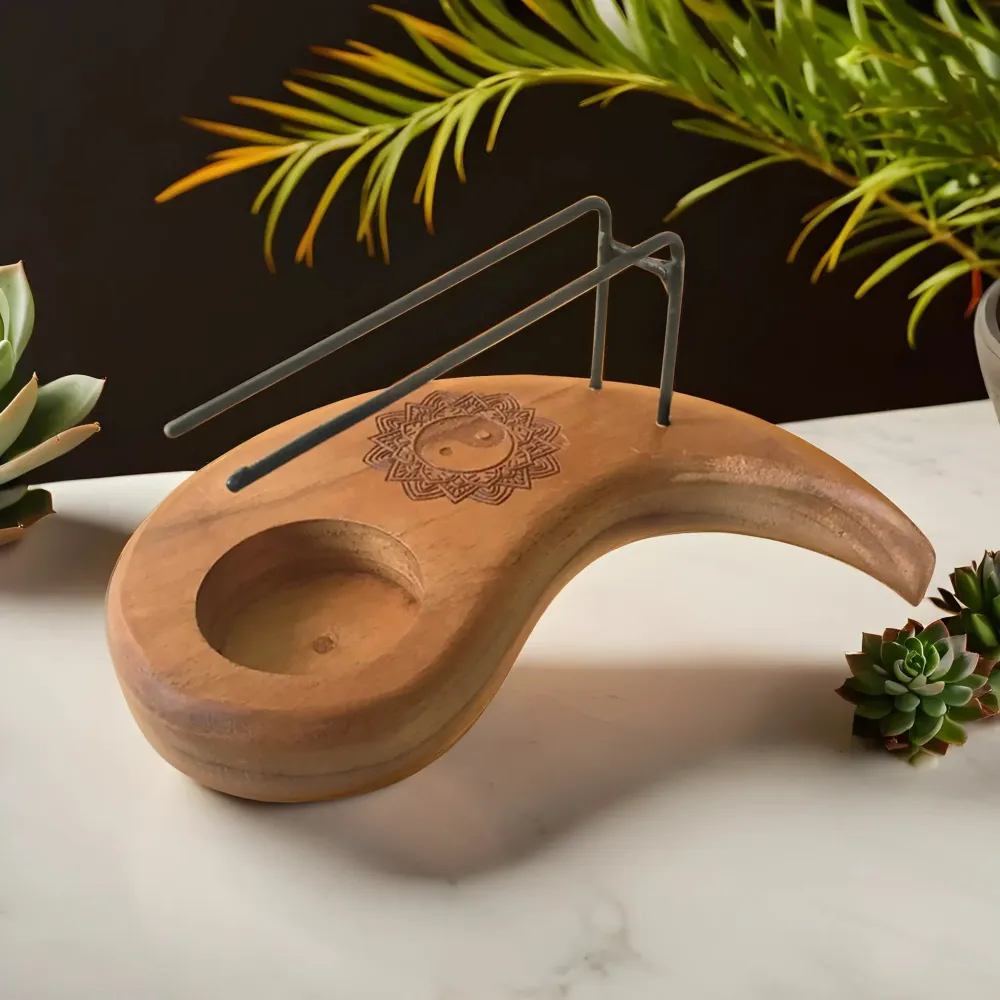 Palo Santo holder teaktræ yin yang dråbeformet