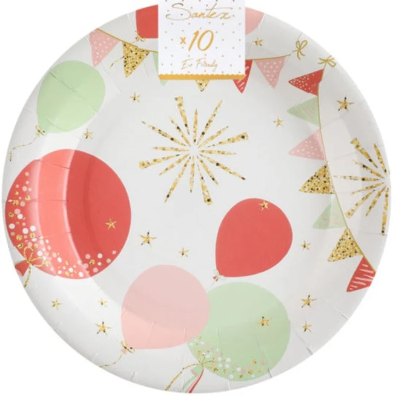 Ballon tallerken rød, 22,5 cm, 10 stk.