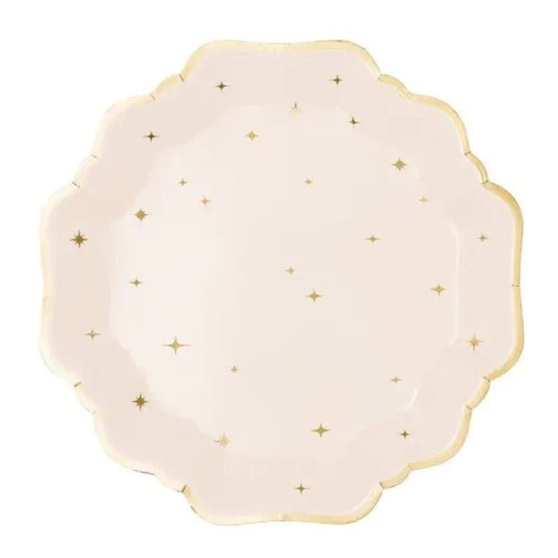 Beige tallerken med stjerner, 6 stk.