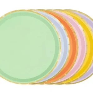 Farverige tallerkener, 21 cm, 6 stk.