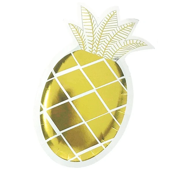 Pap Tallerken Guld Ananas 6 stk.