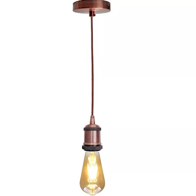 Vintage industriel E27 pendellampe - kobber - 1m~1222