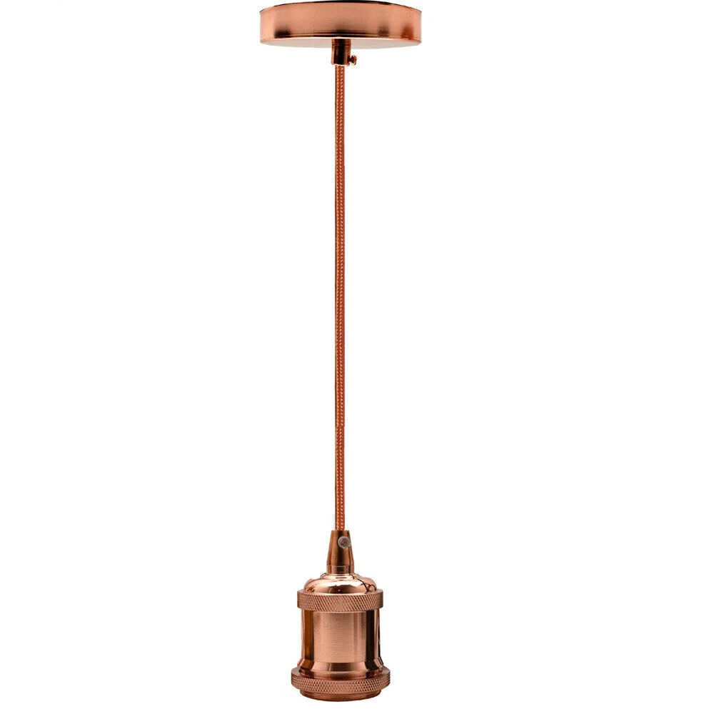 Vintage pendellampesæt E27 – lampeholder med tekstilledning, rosaguld ~ 1219