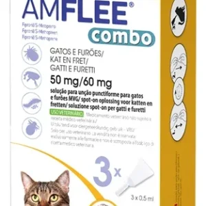 Amflee Combo Spot On Kat 50 mg – 3 pipetter - Fipronil & s-Methopren - Komplet beskyttelse til katte, fritter og miljø