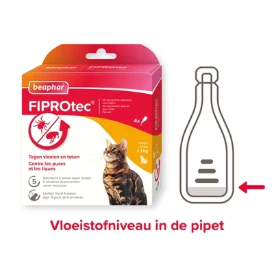 Beaphar Fiprotec Kat – 4 pipetter - Mod lopper og flåter - Fra 1 kg og 8 uger