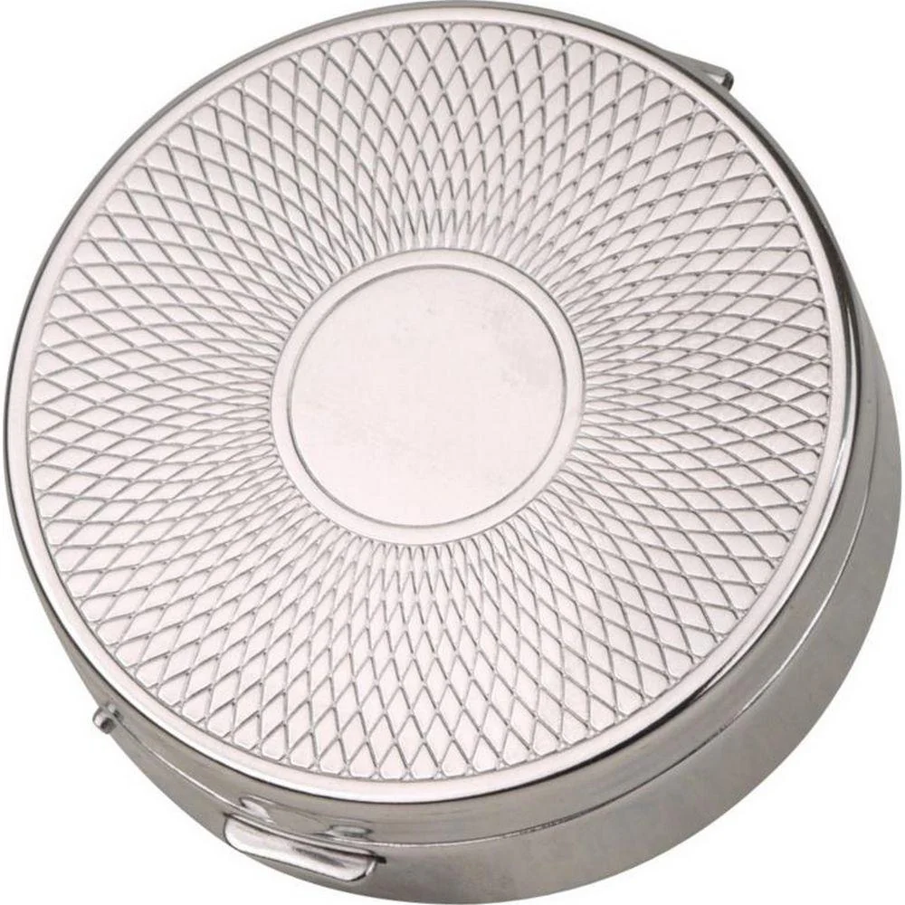 Rund Metal Box i Chrome med Dekoration