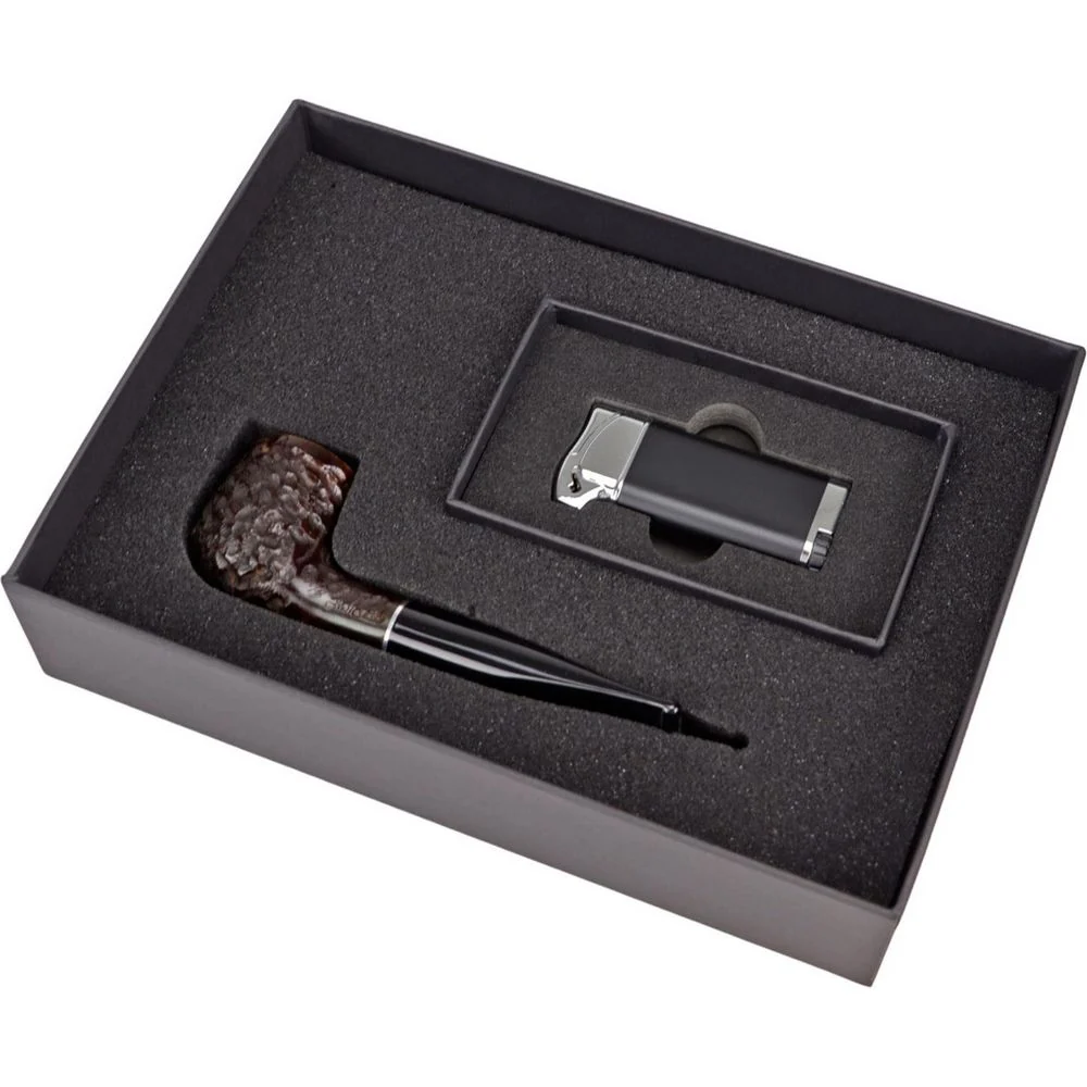 Jean Claude Lige Rustik Walnut Pibe med Pibe Lighter