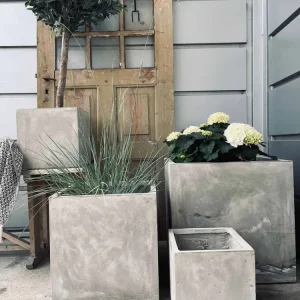 Havekrukke Sæt med 4 plantekasser - Beton - AFHENT I BUTIK