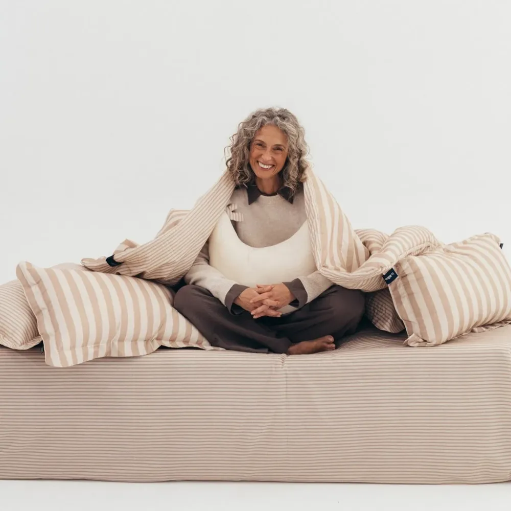 La Millou sovepude bomuld ABC striber beige
