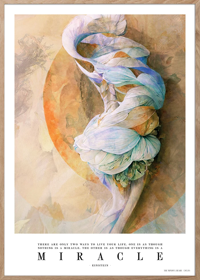 Mindful Heart - Billedvæg Nr. 7 - Med Egetræsrammer (Akrylglas) ChiCura Copenhagen DK