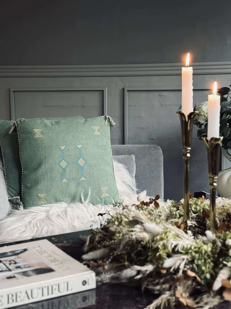 Pude med fyld - Green boheme 2 stk.