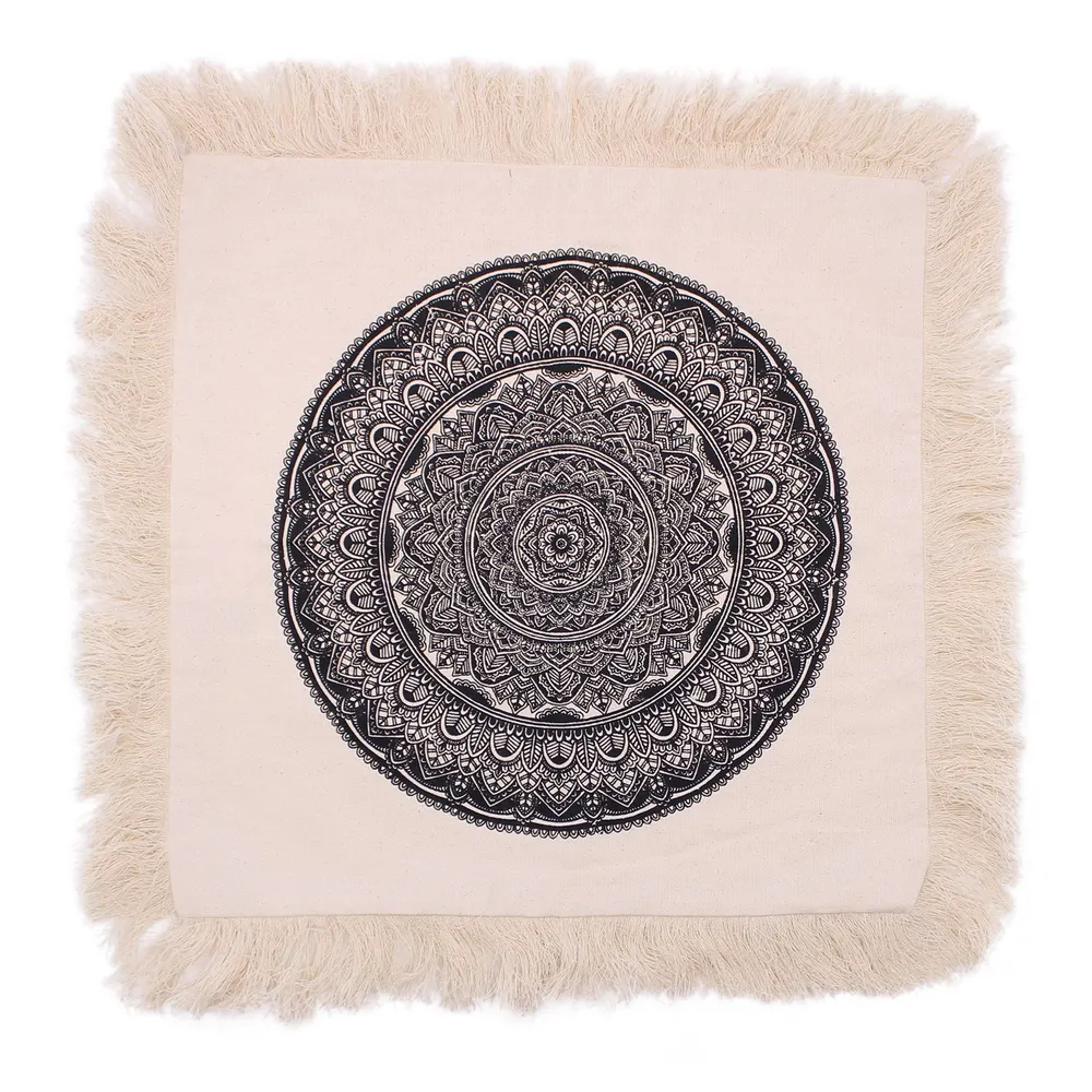 Pude Sort Mandala 60x60 cm
