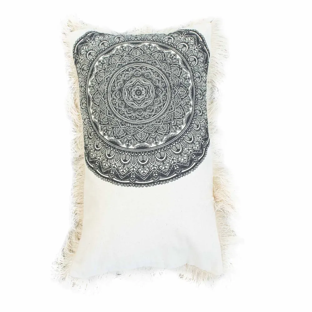 Pudebetræk Bomuld Mandala 30x50cm Sort