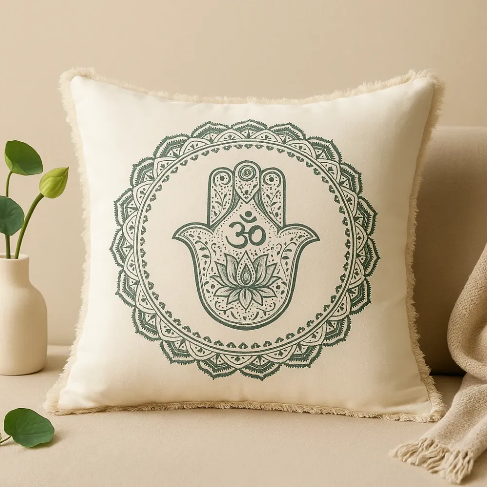 Pudevår Hamsa Mandala 60x60cm Grøn