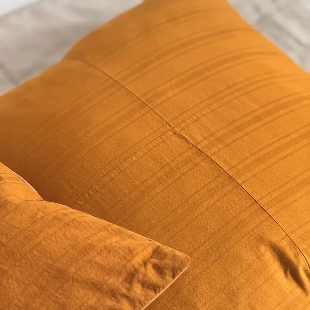 Upcycled pudebetræk, 50x50cm, brændt orange, Emily striber