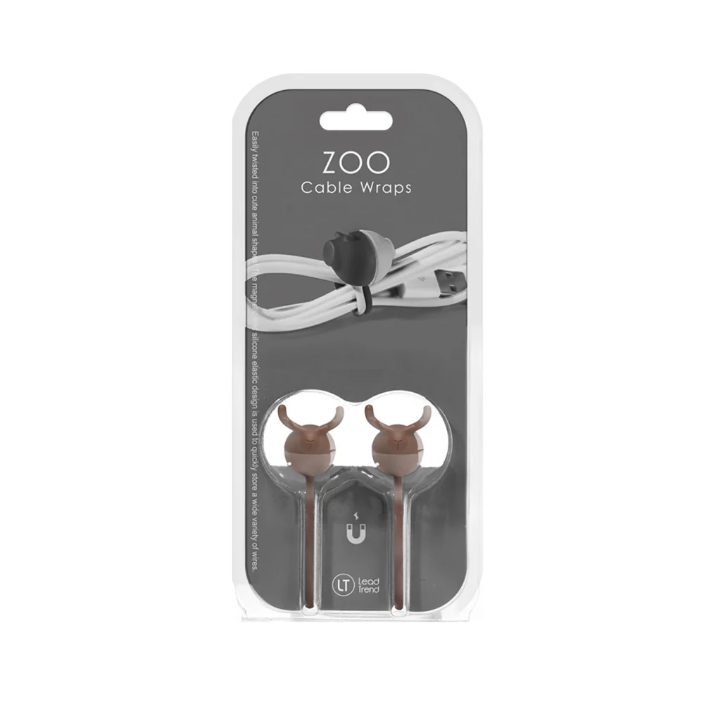 ZOO wrap kabelholder brun/hvid elg, 2-pak