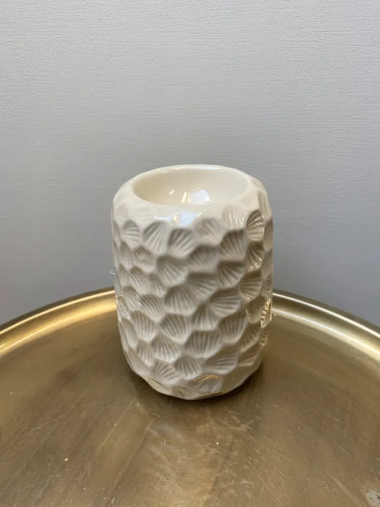 Duftbrænder af lertøj Honeycomb beige