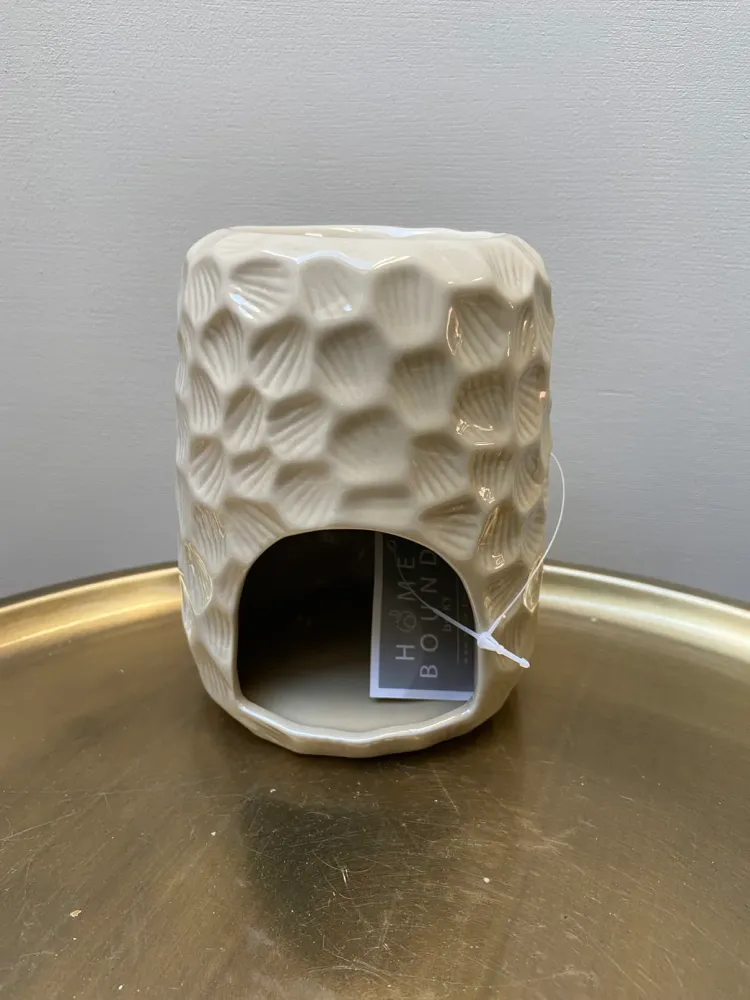 Duftbrænder af lertøj Honeycomb beige